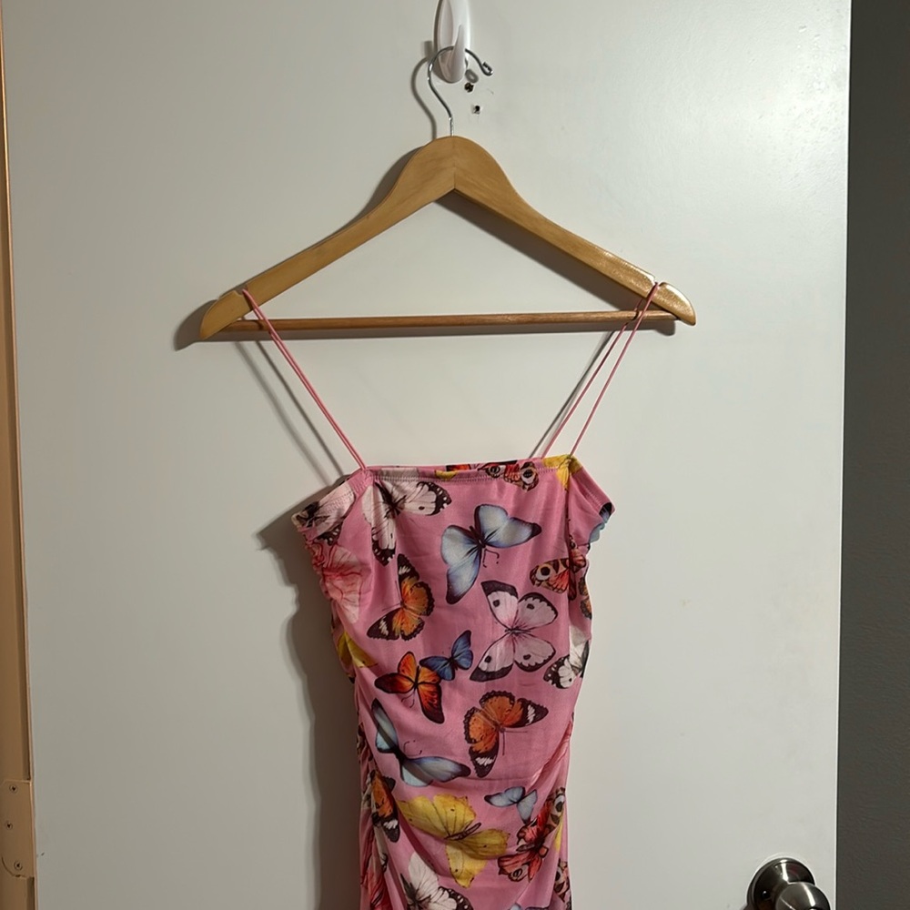 Flutter You Away Butterfly Mini Dress - Pink/combo